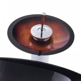 Retro Gradient Tempered Glass Round Countertop Sink With Faucet For Bathroom