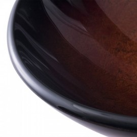 Retro Gradient Tempered Glass Round Countertop Sink With Faucet For Bathroom