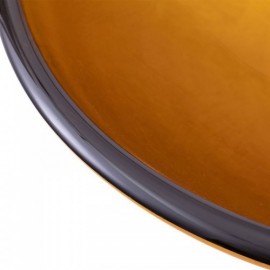 Yellow Countertop Washbasin Tempered Glass Round Waterfall With Faucet For Bathroom