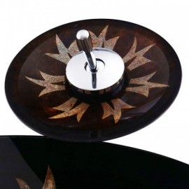 Round Countertop Washbasin D 46Cm Tempered Glass Grass With Faucet For Bathroom