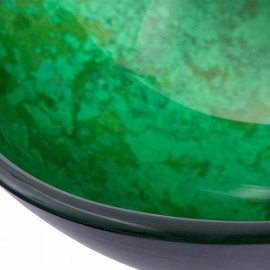 Round Green And Black Waterfall Tempered Glass Sink With Faucet For Bathroom