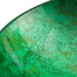 Round Green And Black Waterfall Tempered Glass Sink With Faucet For Bathroom