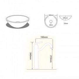 Dark Round Tempered Glass Sink For Bathroom Faucet Optional