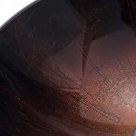 Dark Round Tempered Glass Sink For Bathroom Faucet Optional