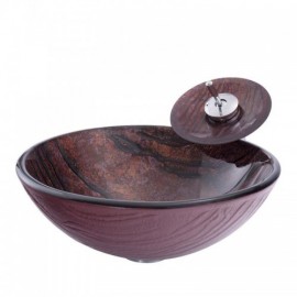 Tempered Glass Sink Retro With Faucet For Bathroom