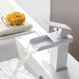 Copper Waterfall Basin Mixer White For Bathroom