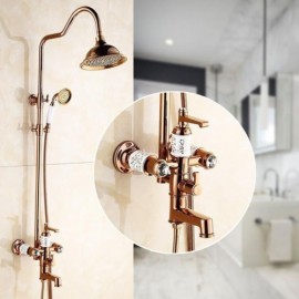 Shower Faucet With Rose Gold Copper Faucet For Bathroom