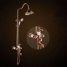 Shower Faucet With Rose Gold Copper Faucet For Bathroom