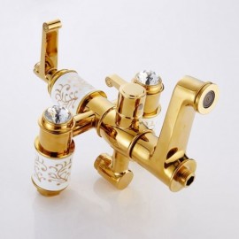 Shower Faucet With Gold Copper Faucets For Bathroom