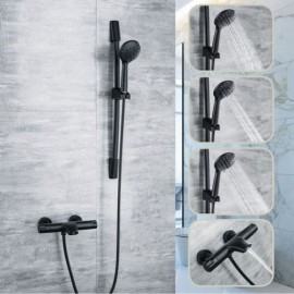 Black Copper Thermostatic Wall Mounted Hand Shower Mixer For Bathroom