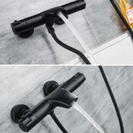Black Copper Thermostatic Wall Mounted Hand Shower Mixer For Bathroom