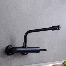 Wall-Mounted Copper Kitchen Mixer 2 Holes Black Orb