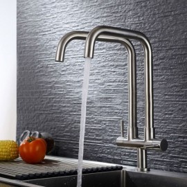 Double Handle Stainless Steel Cold Water Kitchen Faucet