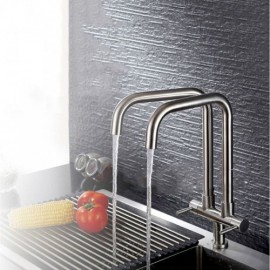 Double Handle Stainless Steel Cold Water Kitchen Faucet