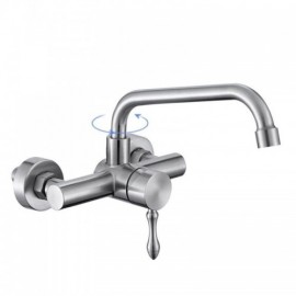 Wall-Mounted Kitchen Mixer Stainless Steel 2 Holes 2 Rotating Handles