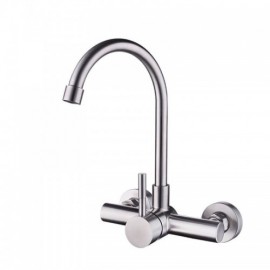 Wall-Mounted Kitchen Mixer Stainless Steel 2 Holes 2 Handles