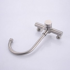 Wall-Mounted Kitchen Mixer Stainless Steel 2 Holes 2 Handles