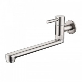 Wall-Mounted Cold Water Kitchen Faucet Rotating Stainless Steel