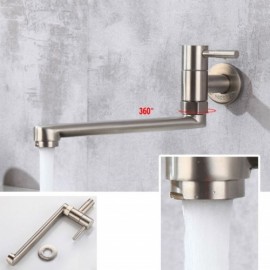 Wall-Mounted Cold Water Kitchen Faucet Rotating Stainless Steel