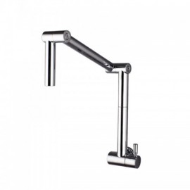 Copper Wall-Mounted Cold Water Kitchen Faucet Chrome-Plated Rotating Folded