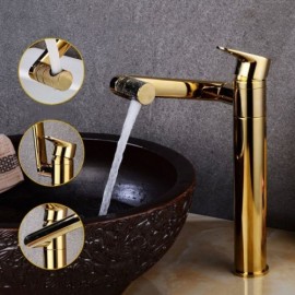 Rotating Copper Basin Mixer Gold For Bathroom