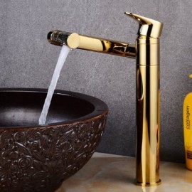 Rotating Copper Basin Mixer Gold For Bathroom