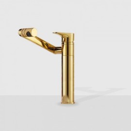 Rotating Copper Basin Mixer Gold For Bathroom