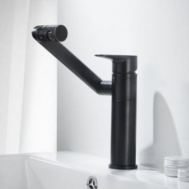 Rotating Copper Washbasin Mixer Black Orb For Bathroom