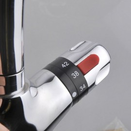 Modern 2-Handle Chrome-Plated Copper Thermostatic Basin Faucet