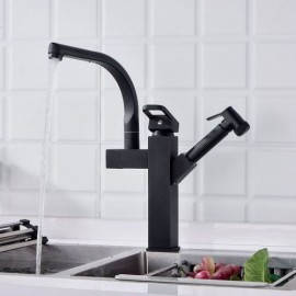 Copper Basin Mixer 2 Handles 2 Outlets Black For Bathroom