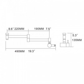 Copper Wall-Mounted Cold Water Kitchen Faucet Rotatable Folded Brushed