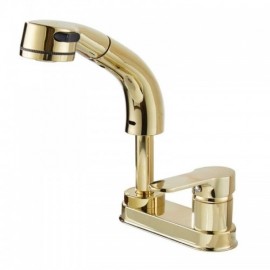 Basin Mixer With Removable Copper Lifting Nozzle Gold