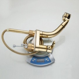 Basin Mixer With Removable Copper Lifting Nozzle Gold