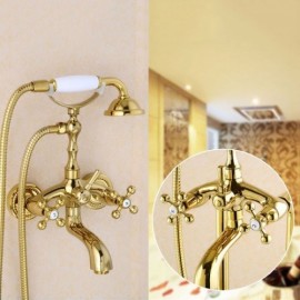 Contemporary Shower Faucet In Solid Brass Gold Finish