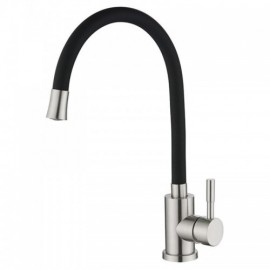 Copper Rubber Kitchen Faucet Free Rotation Black