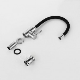 Copper Rubber Kitchen Faucet Free Rotation Black