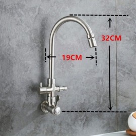 Folded Rotatable Wall-Mounted Cold Water Kitchen Faucet With Washing Machine Interface