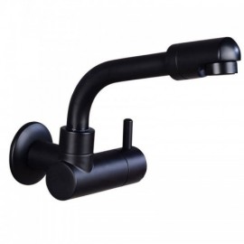 Copper Wall-Mounted Cold Water Kitchen Faucet Black