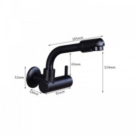 Copper Wall-Mounted Cold Water Kitchen Faucet Black