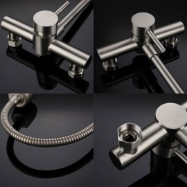 Wall-Mounted Kitchen Mixer Stainless Steel Free Rotation 2 Holes 2 Handles