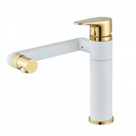 Copper Basin Mixer Gold For Bathroom Rotating White