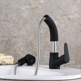 Basin Mixer With Removable Lifting Nozzle Black Copper