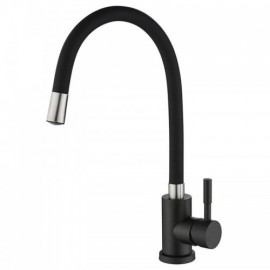 Wall-Mounted Kitchen Mixer Copper Rubber Free Rotation Black