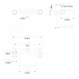 Black/Brushed Nickel Double Handle Wall-Mount Waterfall Sink Faucet