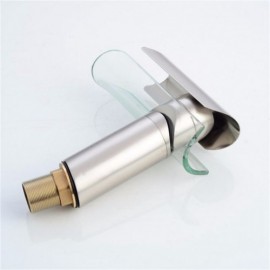 Single-Hole Waterfall Sink Faucet With Glass Spout Chrome Finish