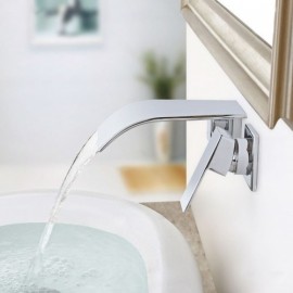 Single-Handle Waterfall Bathroom Sink Faucet Contemporary Chrome Finish