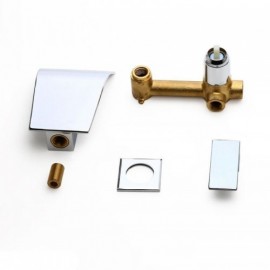 Single-Handle Waterfall Bathroom Sink Faucet Contemporary Chrome Finish