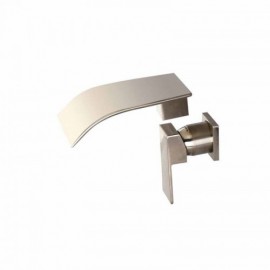 Single Handle Waterfall Sink Faucet In Brushed Nickel Wall Mount