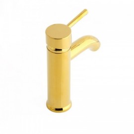 Modern Solid Brass Single Handle Lavatory Faucet In Gold