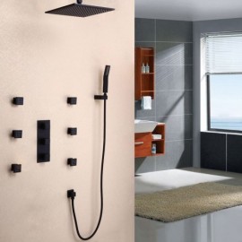 Shower System With High Ceiling Mounted Head 6 Body Sprays And Hand Shower